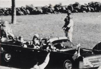 (JOHN F. KENNEDY ASSASSINATION) A series of 6 frames from Abraham Zapruders 8mm film of JFKs assassination in Dallas, Texas.